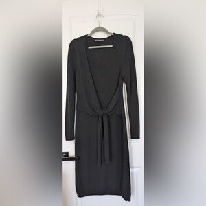 Peruvian Connection Royal Alpaca Faux-Wrap Dress Black Size XS